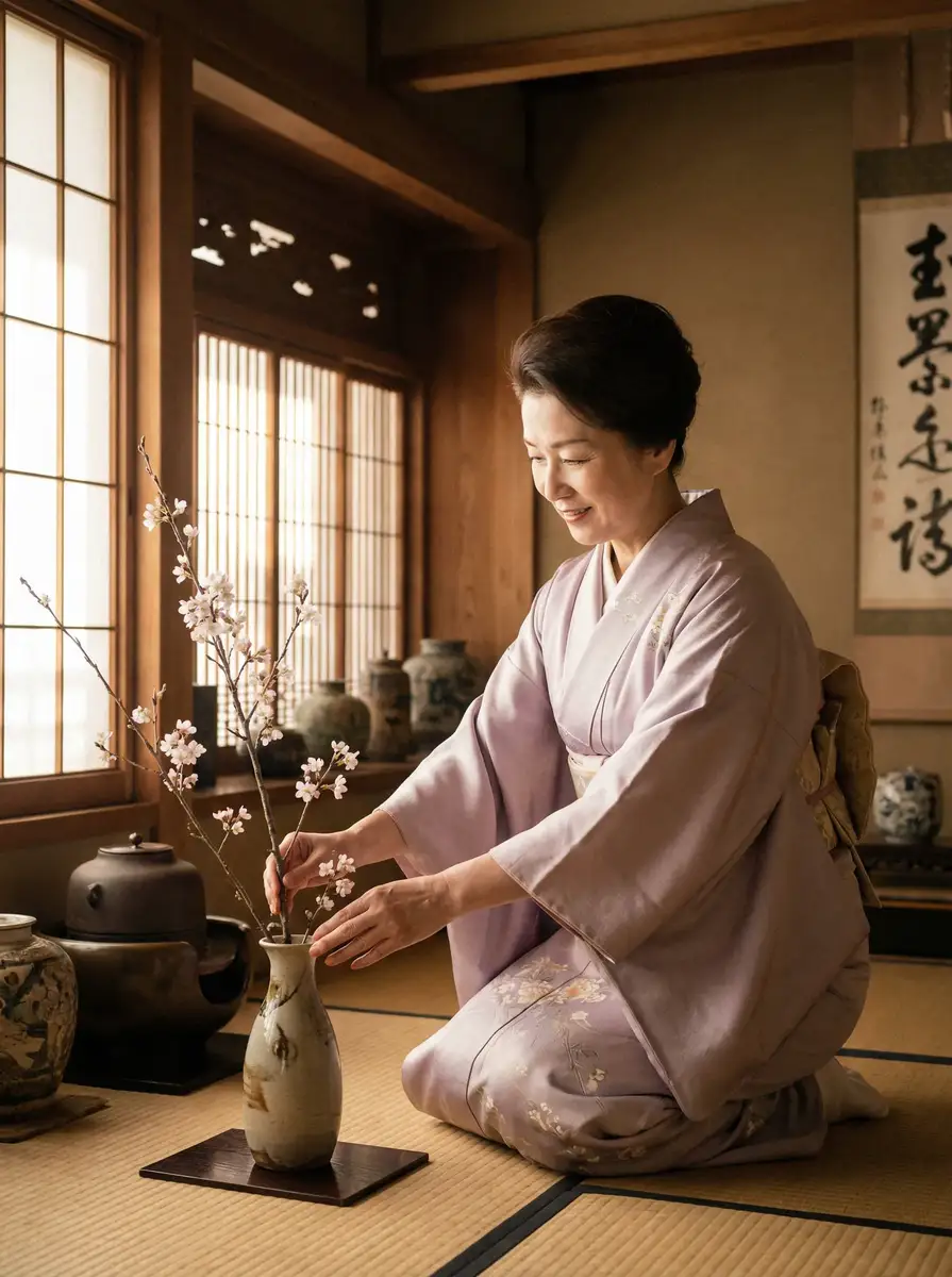 一位优雅的 七天探花|七天探花短视频最新更新-深度揭秘七天探花最新地址 在和室中插花